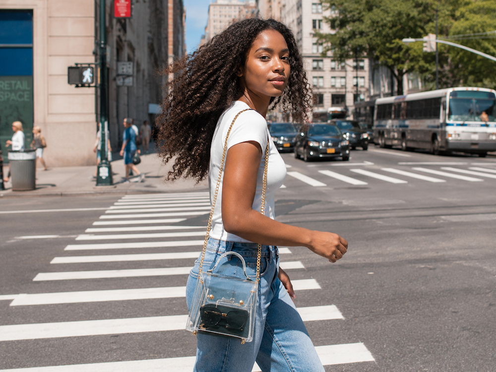 Clear holographic handbags