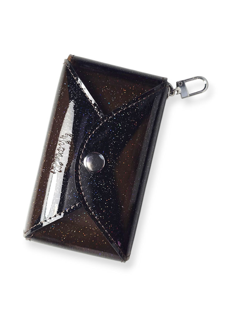 Glossy Mocha Tissue Holder in sparkled mocha brown vinyl with silver swivel hook